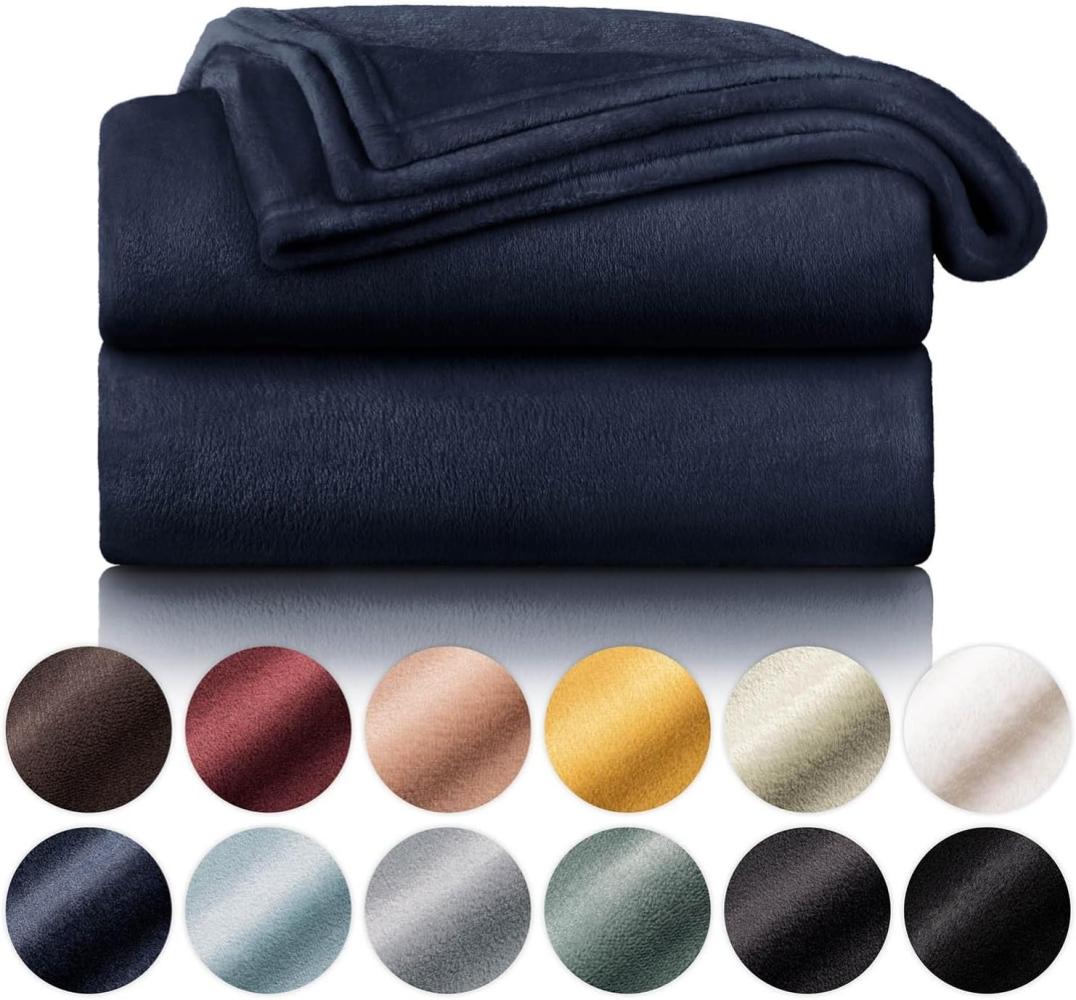 Blumtal Kuscheldecke aus Fleece - hochwertige Decke, Oeko-TEX® Zertifiziert in 220 x 240 cm, Kuscheldecke flauschig als Sofadecke, Tagesdecke oder Winterdecke, Dark Ocean Blue - blau Bild 1