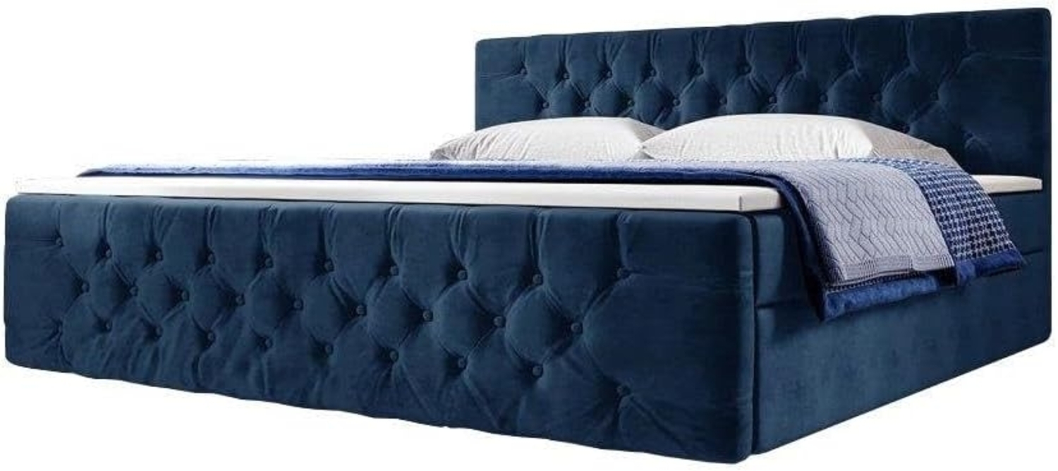 Boxspringbett Velutto mit Stauraum 140x200 Blau H4 (100kg+) Bild 1