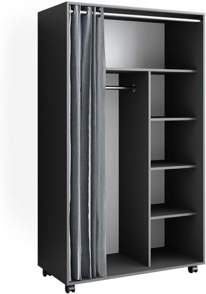 Vicco mobiler Kleiderschrank Dielenschrank Garderobe Doros Grau 100 x 168 cm offen rollbar Bild 1