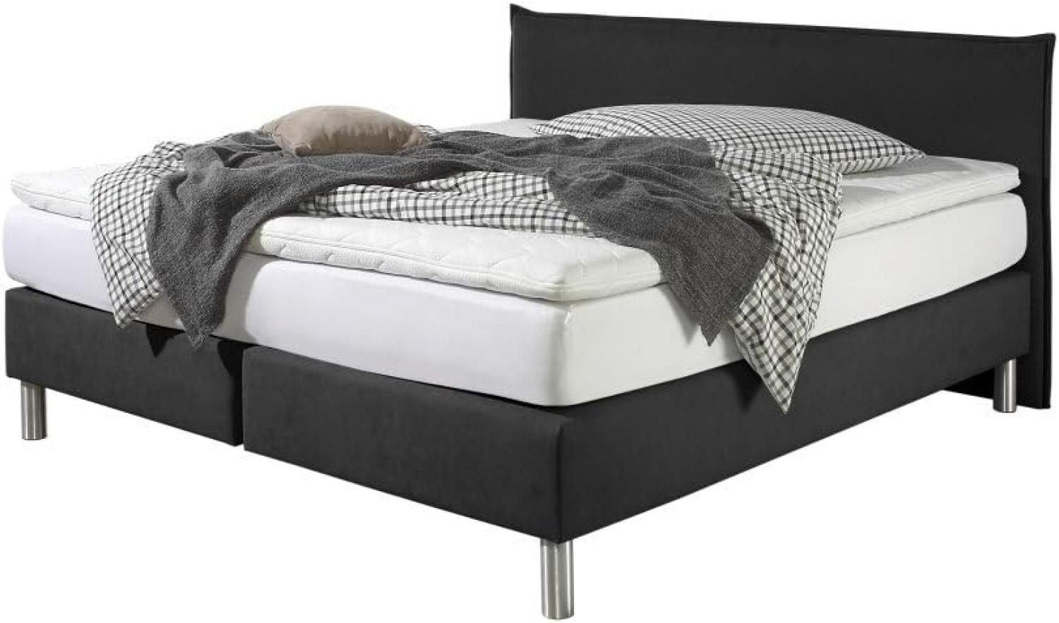 Maintal Boxspringbett Point, 160 x 200 cm, Stoff, Tonnentaschenfederkern Matratze h2, Schwarz Bild 1