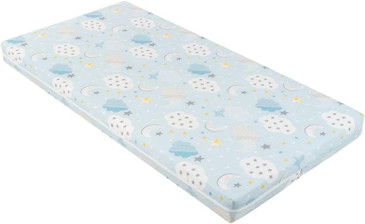 Kikkaboo Babybett Matratze Fantasia Plus 120 x 60cm Reißverschluss Baumwollbezug blau Bild 1