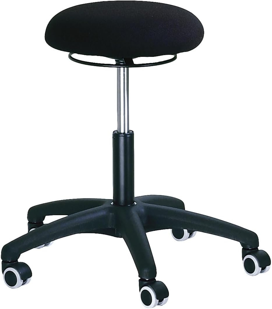 Drehhocker m.Rollen Stoffpolster schwarz Sitz-H. 470-600mm "" Bild 1