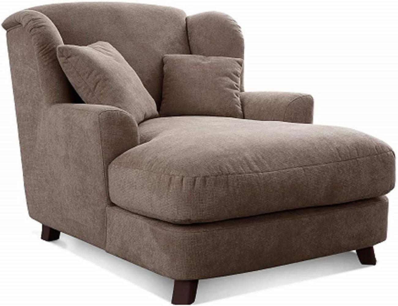 Cavadore XXL-Sessel Assado / Großer Polstersessel mit Holzfüßen und großer Sitzfläche / Inkl. 2 Zierkissen / 109 x 104 x 145 / Webstoff Hellbraun (Taupe) Bild 1