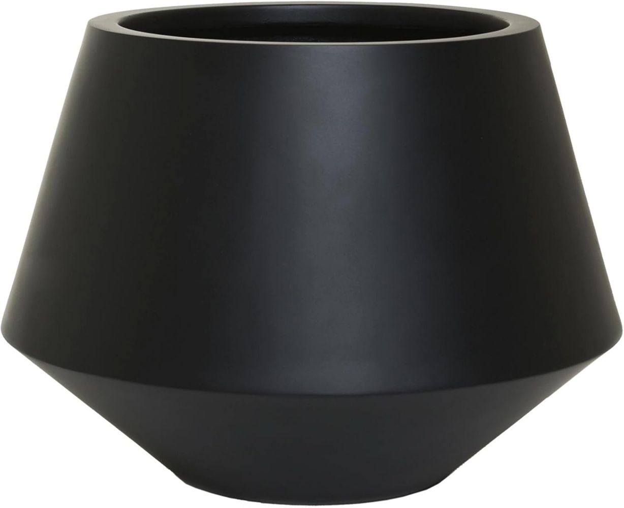 VIVANNO Blumentopf Fiberglas BERBELIT Rund - Schwarz Matt (1 St), 42x30 cm Bild 1