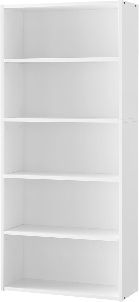 VASAGLE Bücherregal 5 Ebenen, Standregal, Aufbewahrungsregal, verstellbare Einlegeböden, für Wohnzimmer, Homeoffice, Schlafzimmer, wolkenweiß LBC165T14 Bild 1