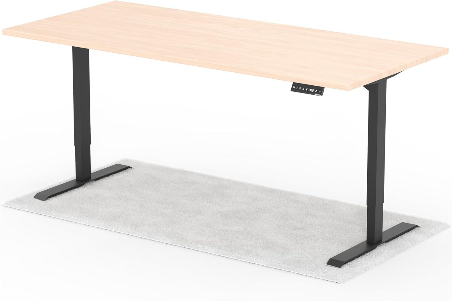 elektrisch höhenverstellbarer Schreibtisch DESK 200 x 90 cm - Gestell Schwarz, Platte Eiche Bild 1