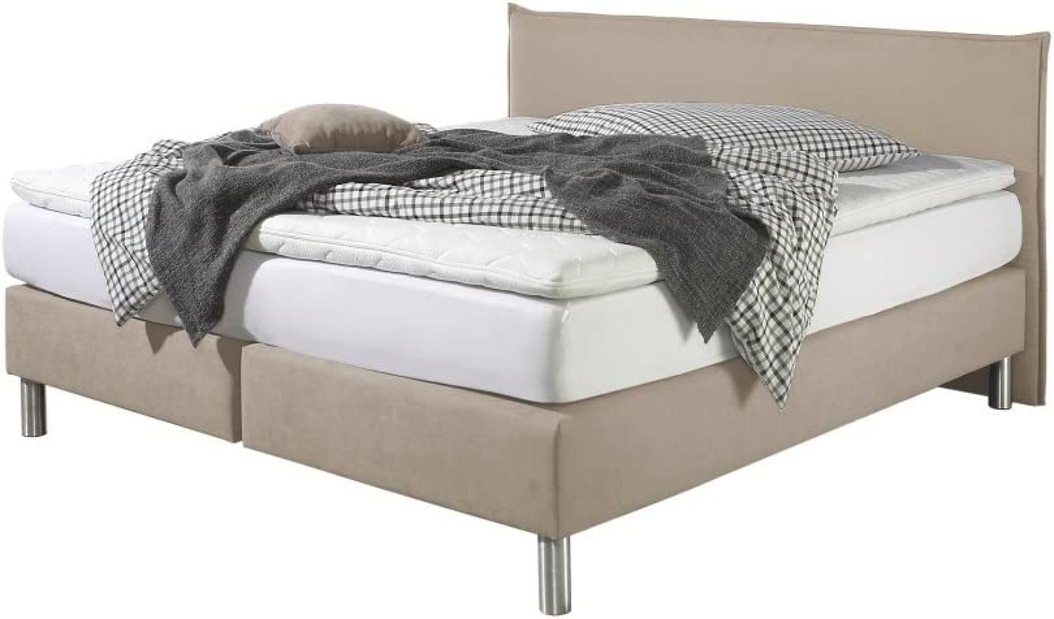 Maintal Boxspringbett Point, 100x200 cm, Stoff, Tonnentaschenfederkern Matratze h2, Creme Bild 1