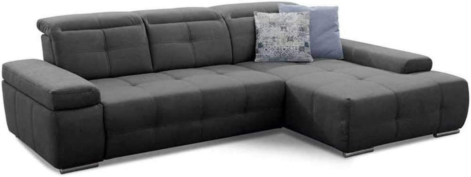 Cavadore Ecksofa Mistrel mit verstellbaren Kopfteilen, L-Form Sofa 273 x 77 x 173, dunkelgrau Bild 1