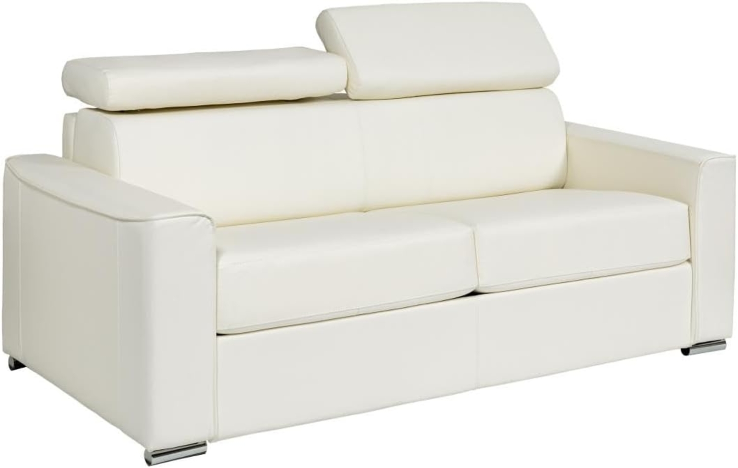Vente-unique - Schlafsofa mit Matratze 3-Sitzer - Büffelleder - Weiß - Liegefläche 140 cm - Matratze 14 cm - VIZIR Bild 1