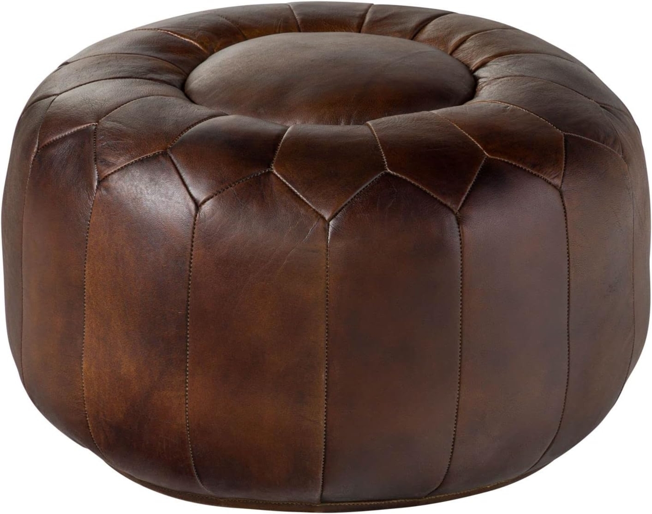 Massivmoebel24 Hocker (Pouf Hocker Echtleder 60x60x38 braun CHESTERFIELD #18) Bild 1