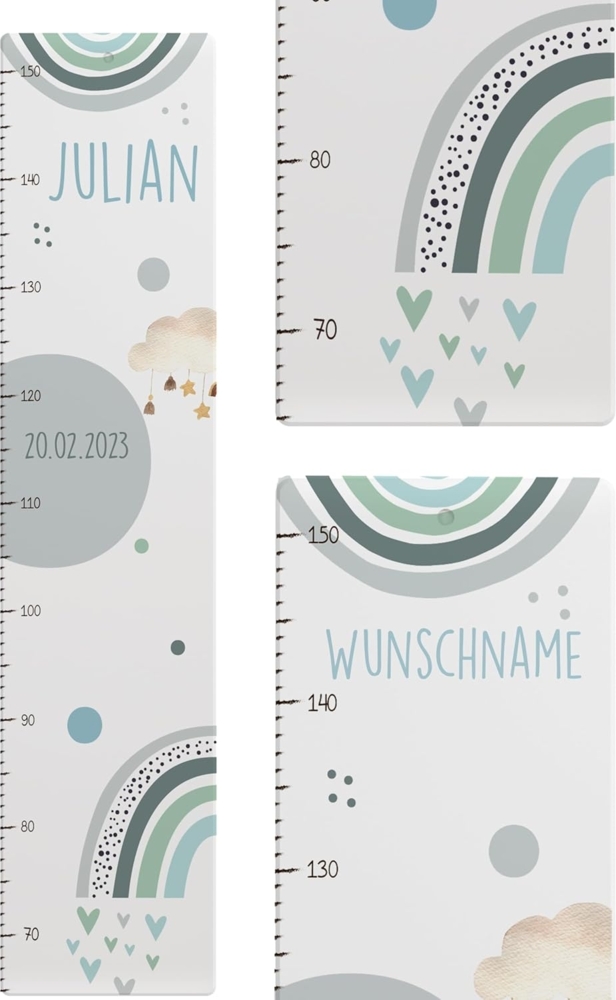 KIDSMOOD - Messlatte für Kinderzimmer Personalisiert, 70-140 cm - Messlatte Kinder Holz personalisiert Mit Namen für Baby- & Kleinkinderzimmer - Individuelles Geschenk für Kinder und Babys zum Geburt Bild 1