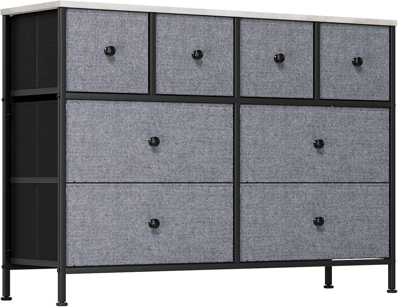 Clevich 8 Stoff-schubladen Kommode, Holzplatte, Stabiles Metallgestell, Vielseitig für Wohn- & Schlafbereich, Flur, Diele, Büro, Vintage-Design, Grau, 1 Stück Bild 1