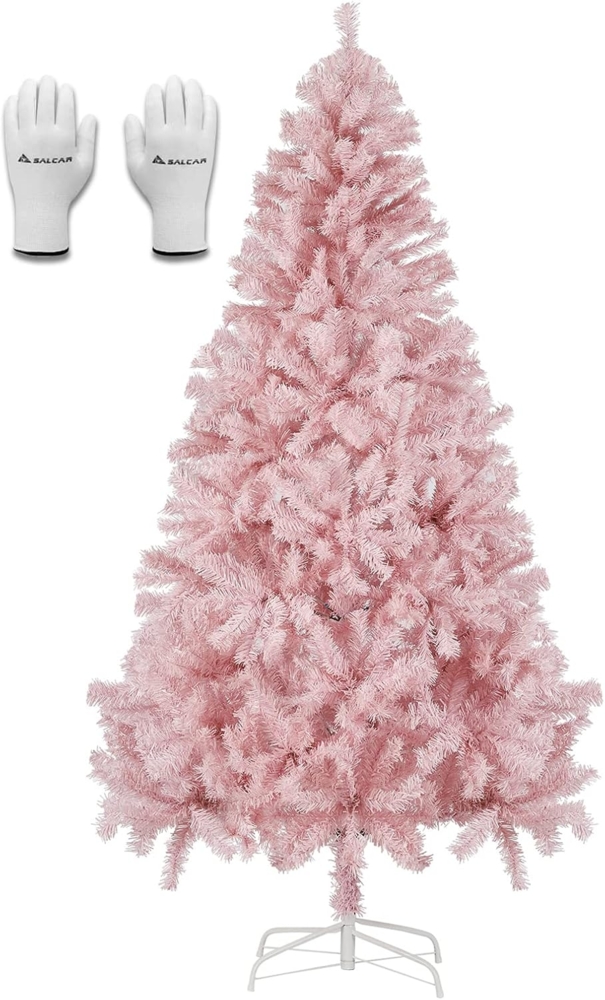 SALCAR Weihnachtsbaum Künstlich 180 cm Rosa, Künstlicher Tannenbaum mit Handschuhen und Metallständer, Weihnachtsbäume als Weihnachtsdeko Innen Bild 1