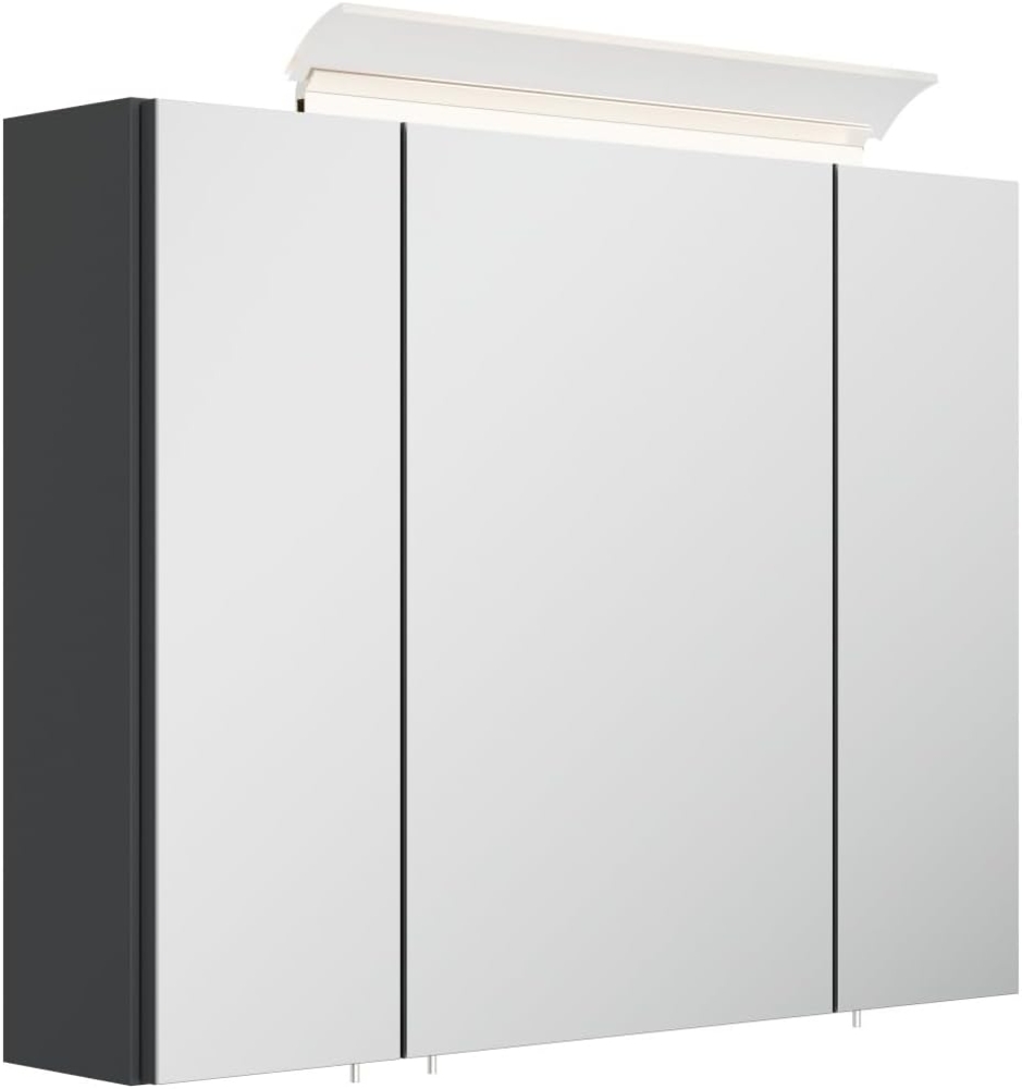 Spiegelschrank 80cm inkl. Design LED-Lampe und Glasböden grafit : Grafit Bild 1