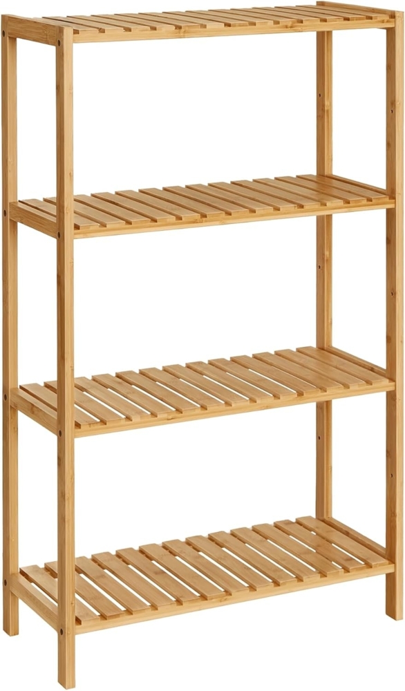 SONGMICS Badezimmerregal, Badregal, Küchenregal, Schuhregal, Standregal aus Bambus, 26 x 60 x 100 cm, ideal für Bad, Wohnzimmer, Flur, Küche, naturbeige BCB034Y01 Bild 1