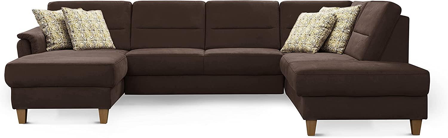 CAVADORE Wohnlandschaft Palera / Federkern-Sofa in U-Form im Landhausstil / 314 x 89 x 212 / Mikrofaser-Bezug, Braun Bild 1