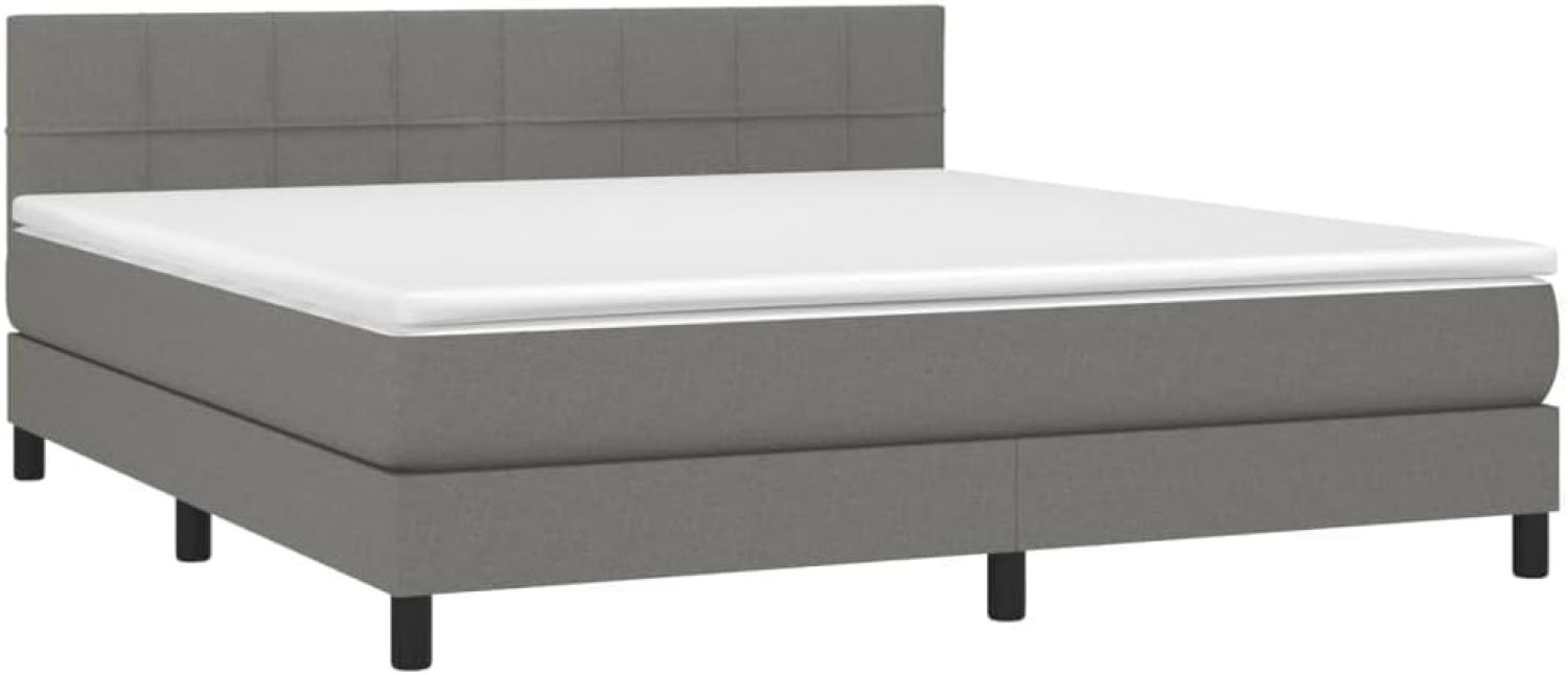 vidaXL Boxspringbett mit Matratze Dunkelgrau 160x200 cm Stoff, Härtegrad: H2 [3140066] Bild 1