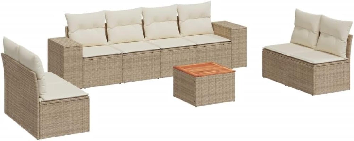 vidaXL 9-tlg. Garten-Sofagarnitur mit Kissen Beige Poly Rattan 3225407 Bild 1