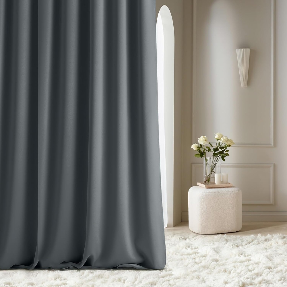 ROOM99 Vorhang mit Silberen Ösen Aura 140x260 cm Breite x Höhe Schiebegardinen Deko Modern Curtain Gardine Wohnzimmer Schlafzimmer Dunkelgrau, 1 Stück Bild 1