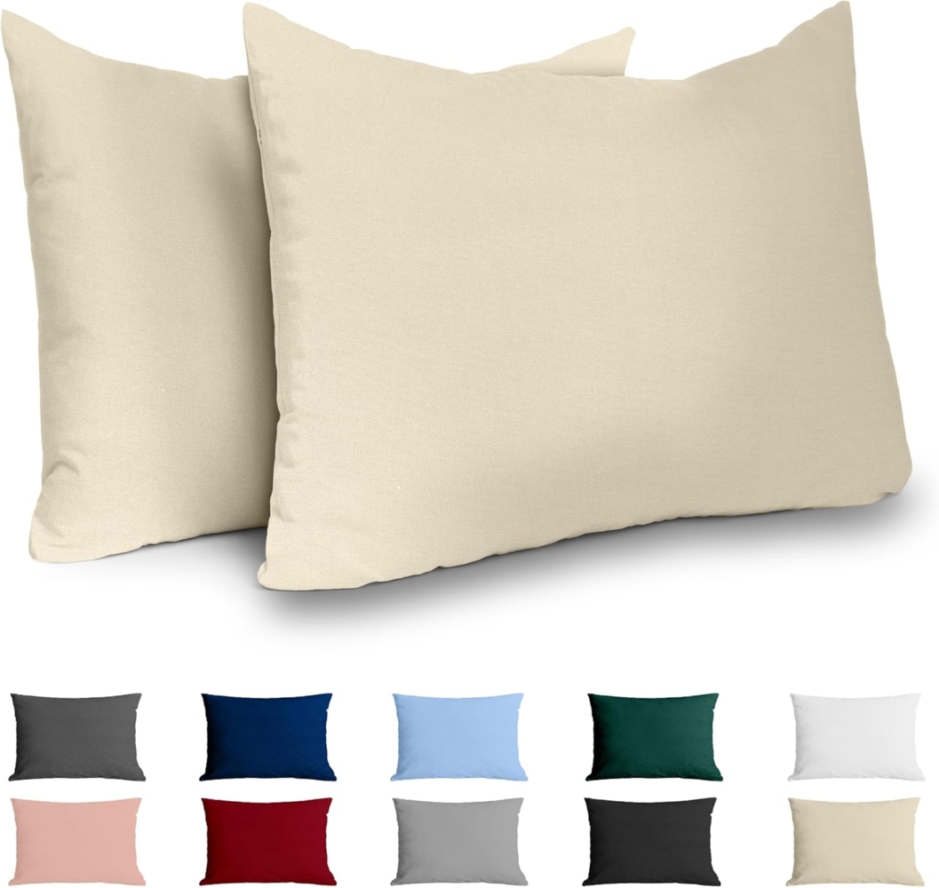 Kissenbezug 40x70 Renforcé Baumwolle (2er-Set) - Beige - Dicht gewebt mit 57 Fäden/cm² - Kissenbezug 40x70 - Oeko Tex Zertifiziert - Dreamzie Bild 1