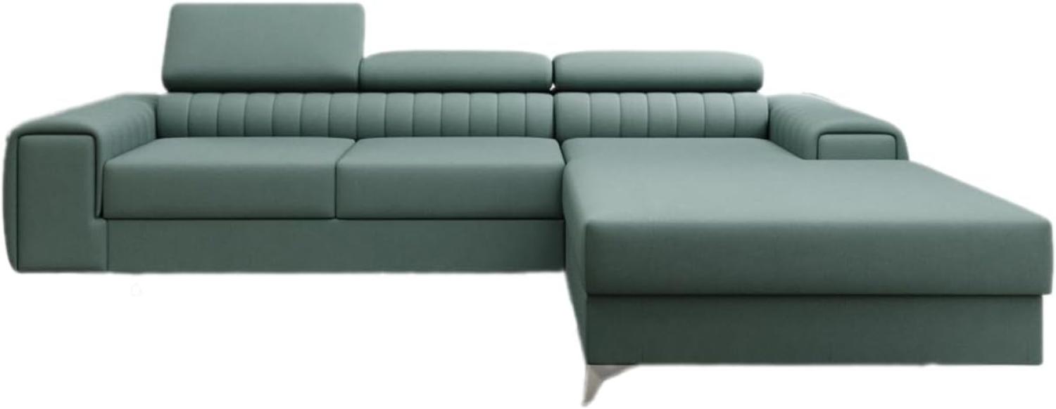 Designer Sofa Melinda mit Schlaf- und Klappfunktion Stoff Grün Rechts Bild 1