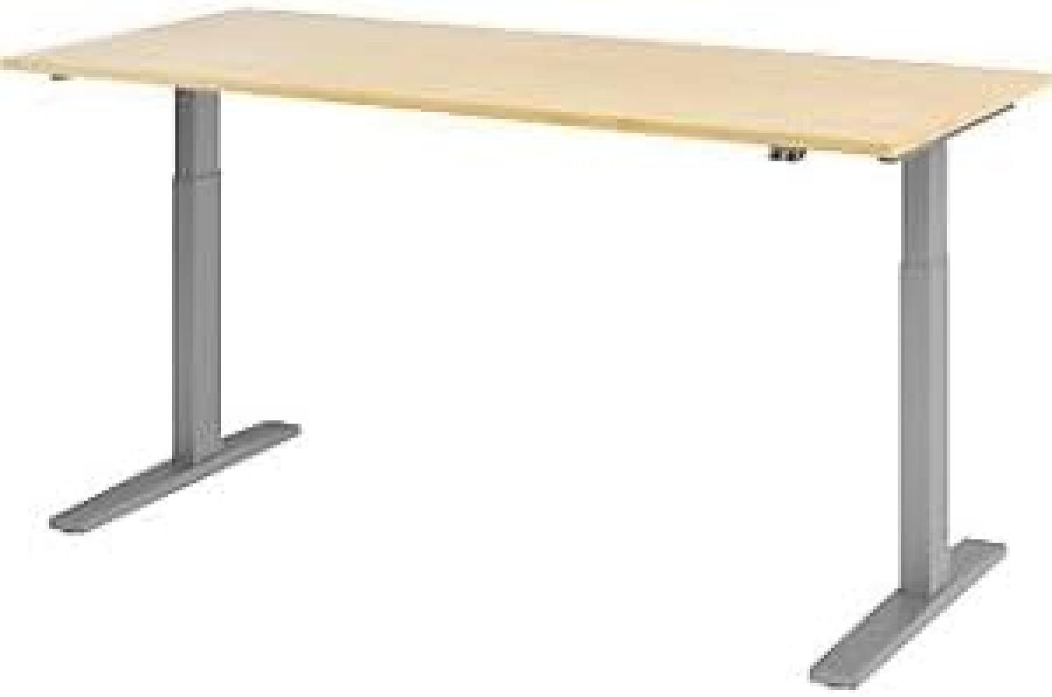 Sitz-Steh-Schreibtisch elektrisch 180x80cm Ahorn/Silber Bild 1