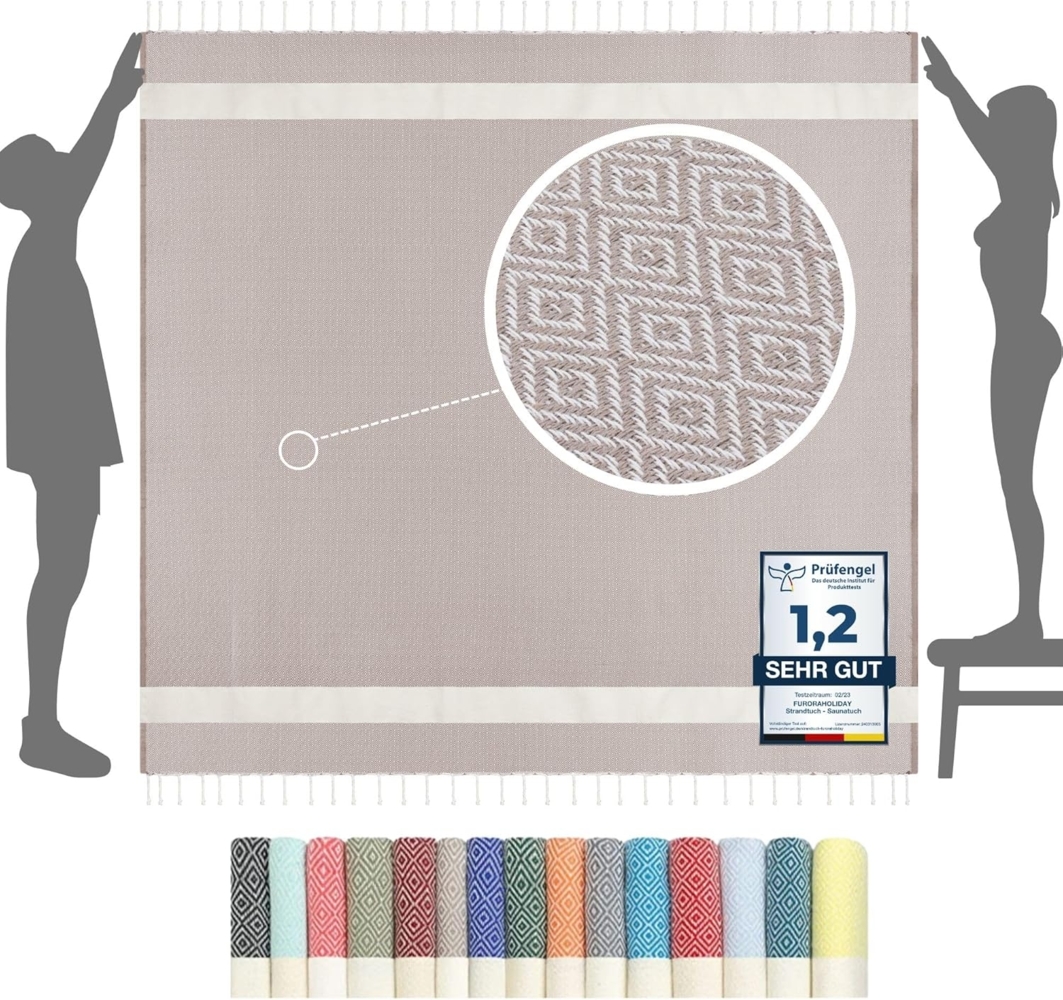 furora HOLIDAY Strandtuch XXL groß 200x200 cm Strand Tuch, aus Baumwolle, Stranddecke, Vielseitig, schöne Farben, hochwertige Verarbeitung Bild 1