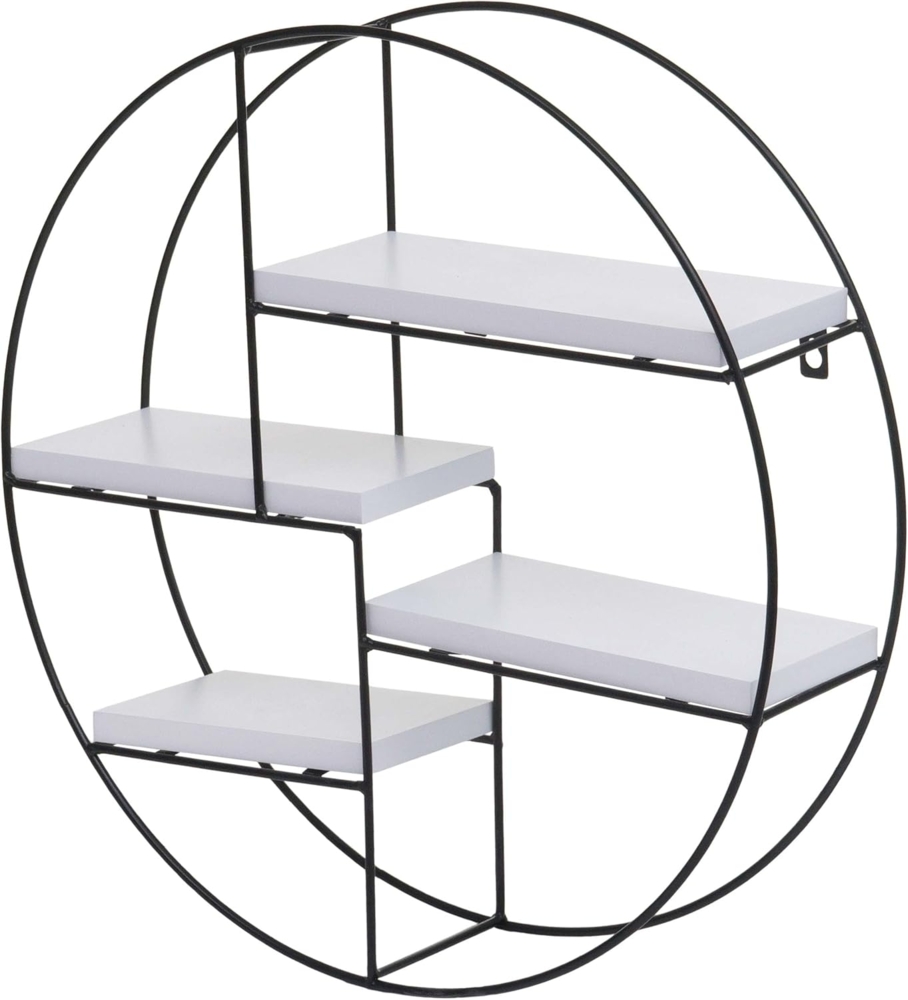 PROREGAL® Wandregal Wandregal rund 45x45x11cm 4 Böden Metall Holz Weiß Hängeregal Bild 1