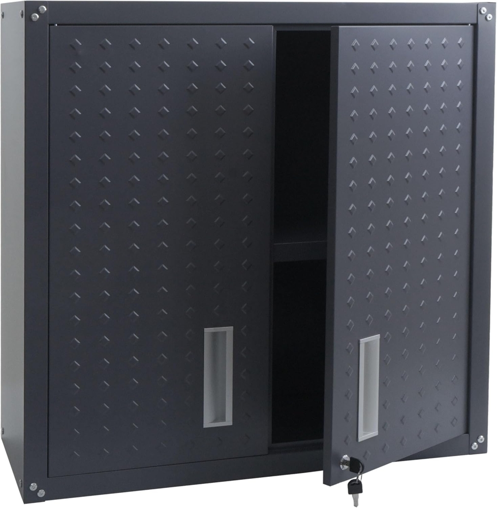 Hängeschrank HWC-O52, Wandschrank Lagerschrank Bücherschrank, abschließbar Stahl 77x77x31cm ~ dunkelgrau Bild 1