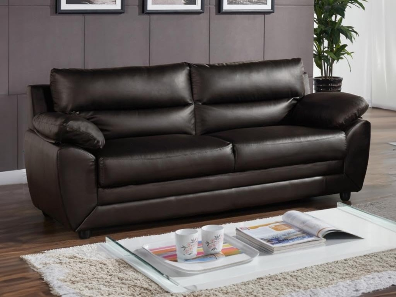 Vente-unique - Sofa 3-Sitzer - Kunstleder - Braun - MANOA Bild 1