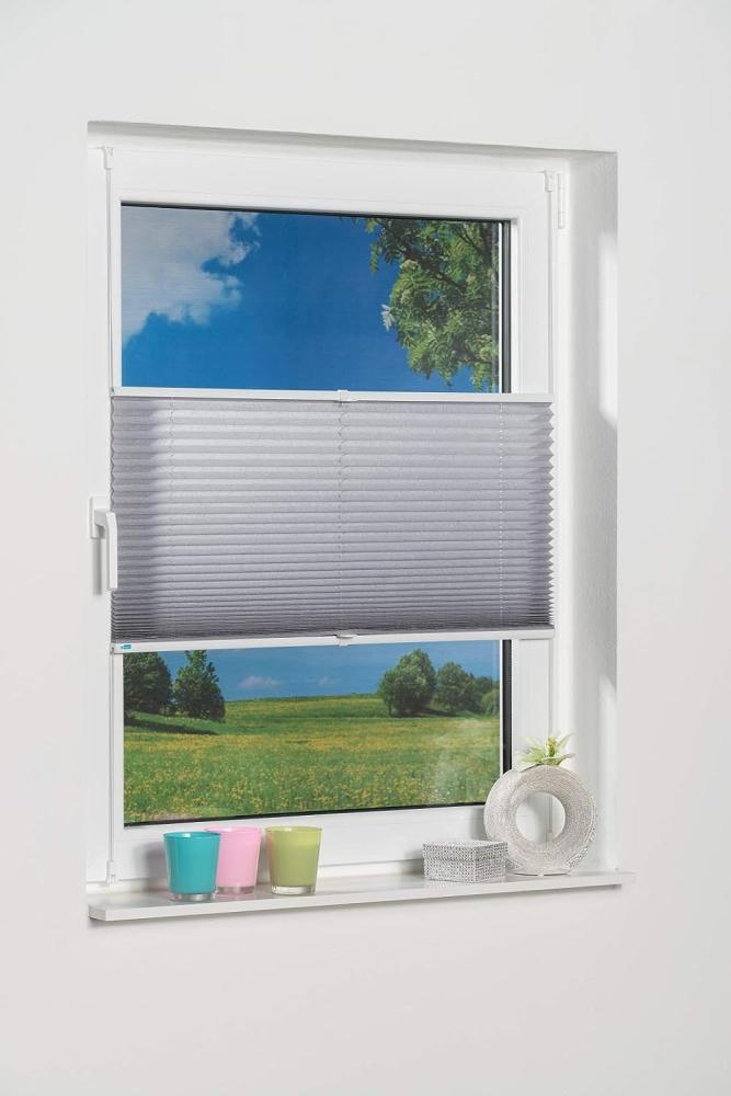 K-home 688899-10 Klemmfix-Plissee 70 x 210 cm (B x L) Grau Lichtschutz +++ Moderne Crushed Optik +++ Bild 1