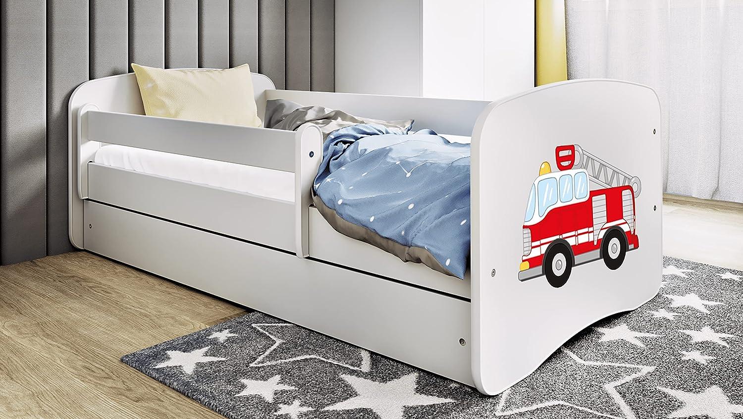 Kocot Kids 'Feuerwehr' Einzelbett weiß 70x140 cm inkl. Rausfallschutz, Matratze, Schublade und Lattenrost Bild 1