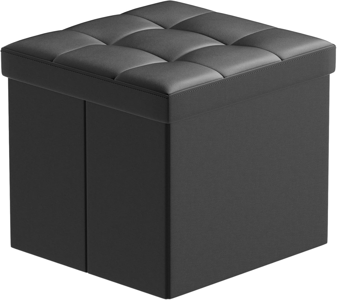 BRIAN & DANY Sitzhocker faltbar Sitzbank Kunstleder Aufbewahrungsbox mit Stauraum, Schwarz, 38 x 38 x 38 cm Bild 1