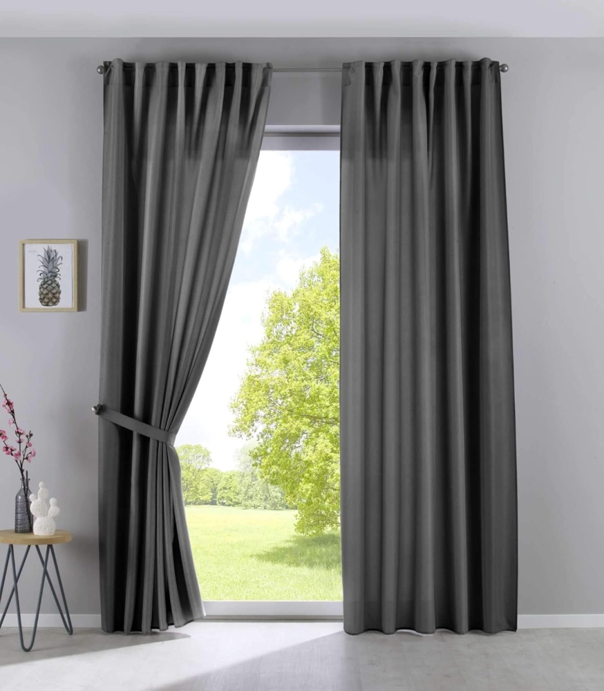 Gardinenbox Vorhang, verdecketeSchlaufen (2 St), transparent, Leinen-Optik, Cationic »JENA« Blickdicht Leinen Optik Meliert extra Breit 2019037-2 Bild 1