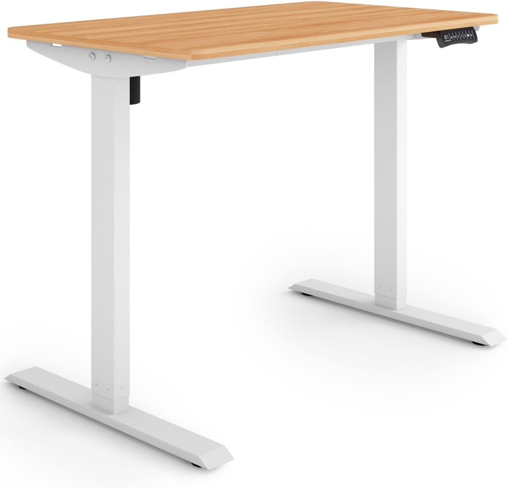 ESMART Germany ETX-121WM 100x60cm Ahorn Dekor Ergonomischer Steh-Sitz-Schreibtisch Stufenlos elektrisch höhenverstellbar 73,5-123,5cm 3X Memory Aktivitätserinnerung Soft-Start/Stopp Schnelle Montage Bild 1