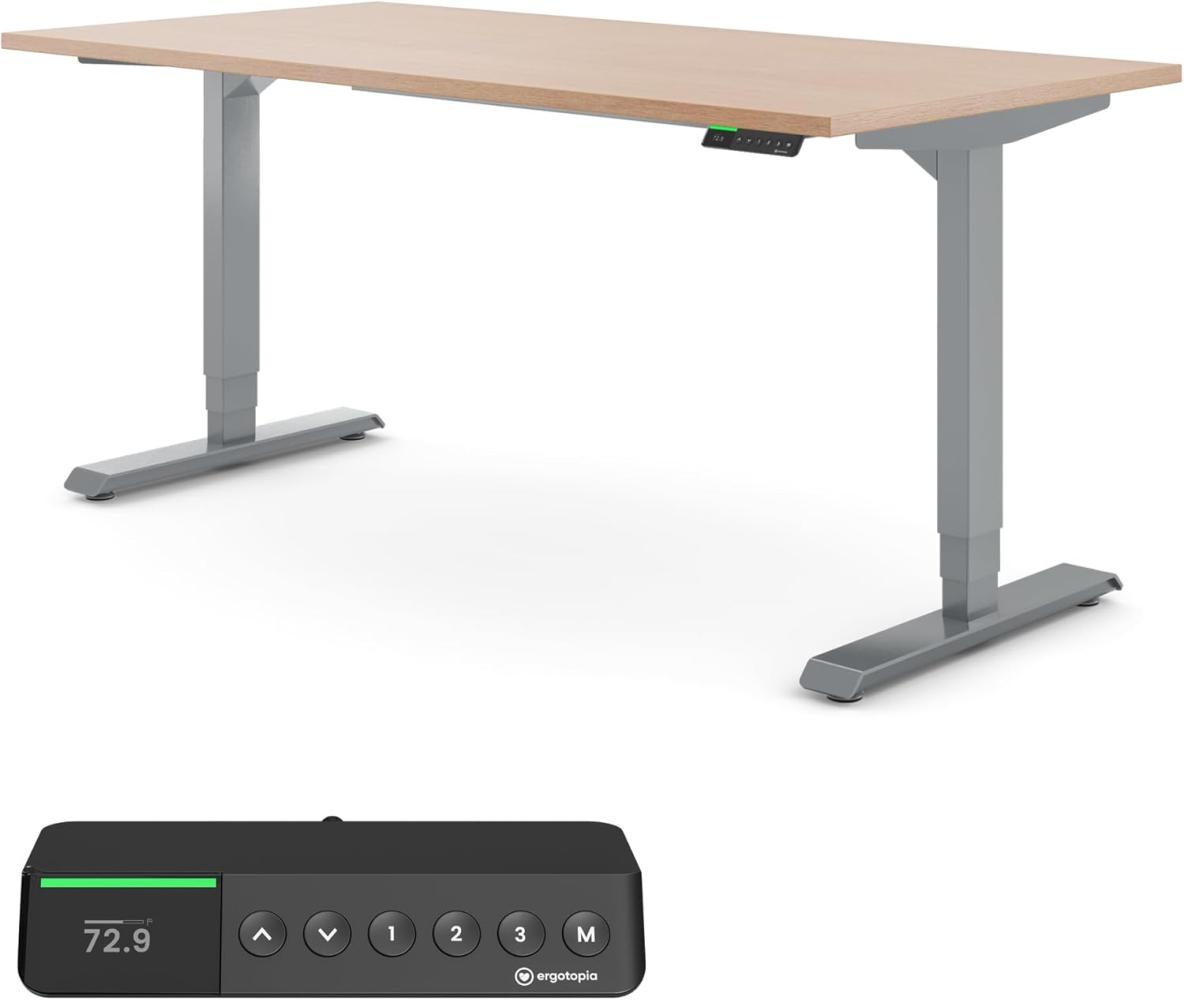 Desktopia Pro X - Elektrisch höhenverstellbarer Schreibtisch / Ergonomischer Tisch mit Memory-Funktion, Buche, Gestell Grau, 120x80 cm Bild 1