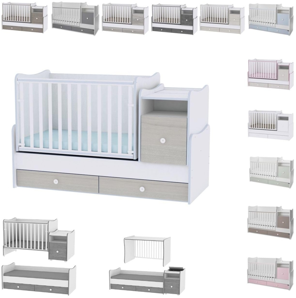 Lorelli 'Trend Plus NEW' Babybett Schaukelfunktion Kommode Schreibtisch hellblau Bild 1