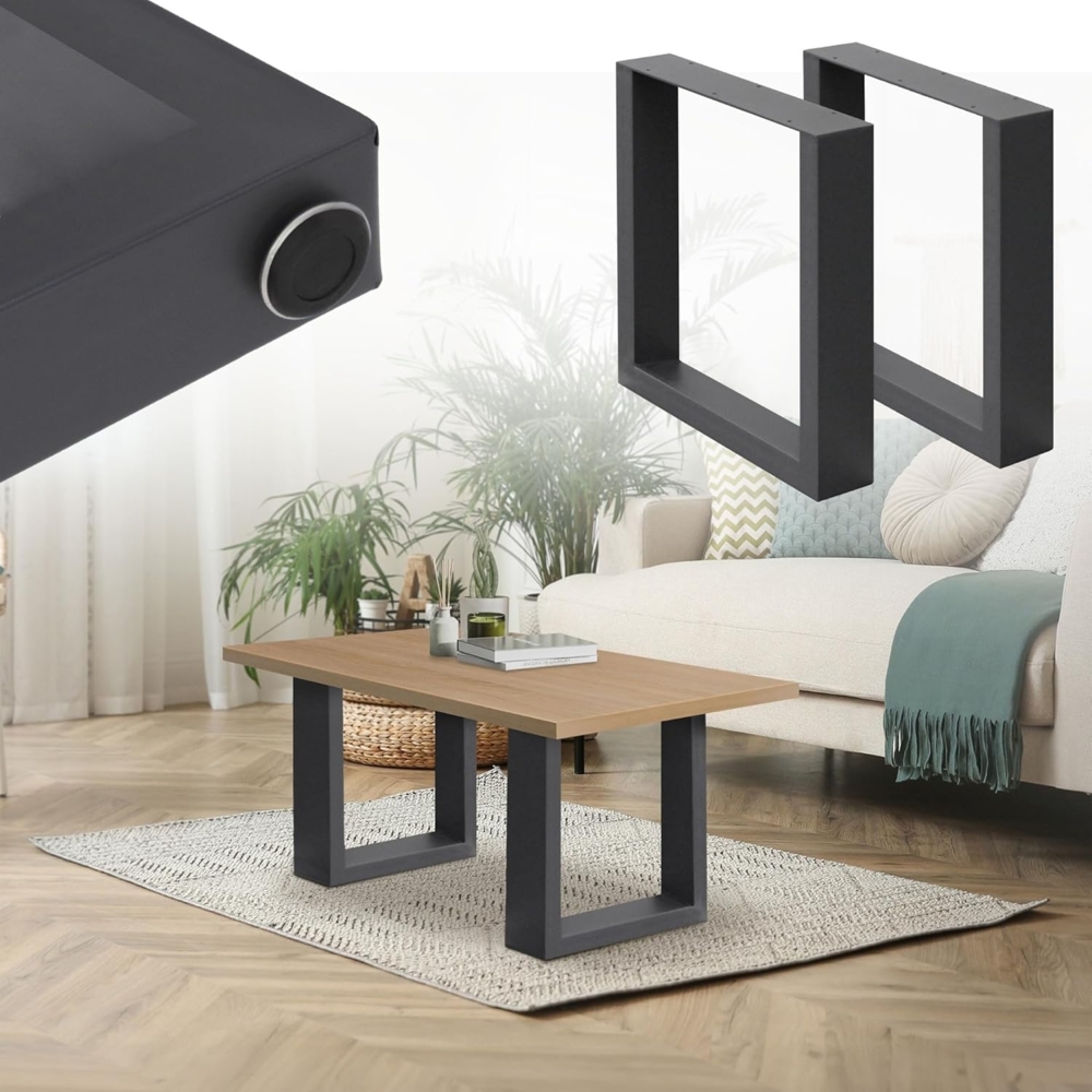 Tischbeine 2er Set 30x43 cm Grau aus Stahl Bild 1