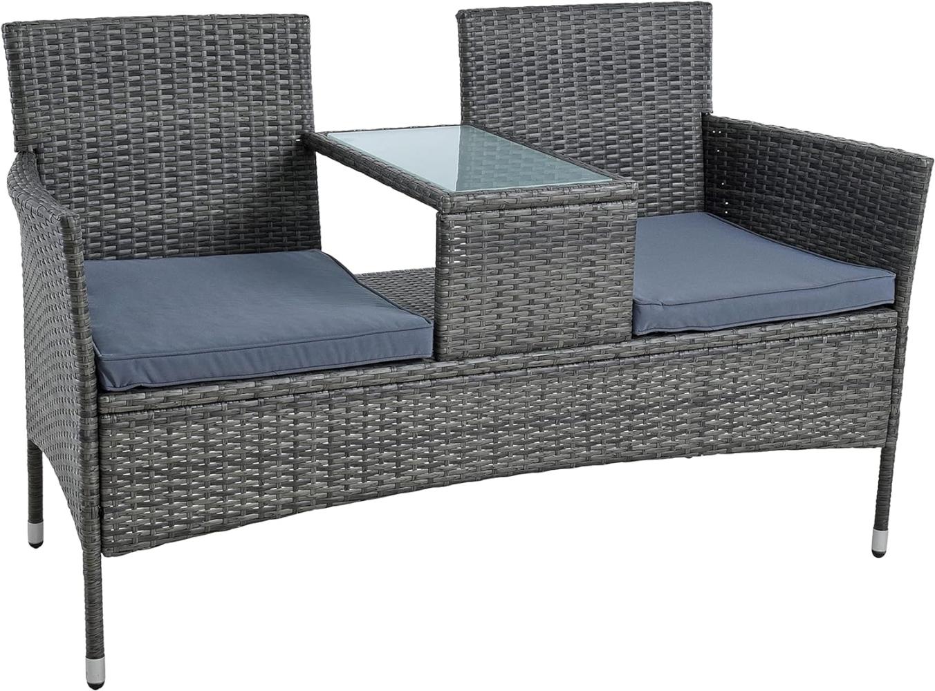 Polyrattan Gartenbank Bank Rattan Sitzbank 2-Sitzer Gartenmöbel Anthrazit-Grau Bild 1