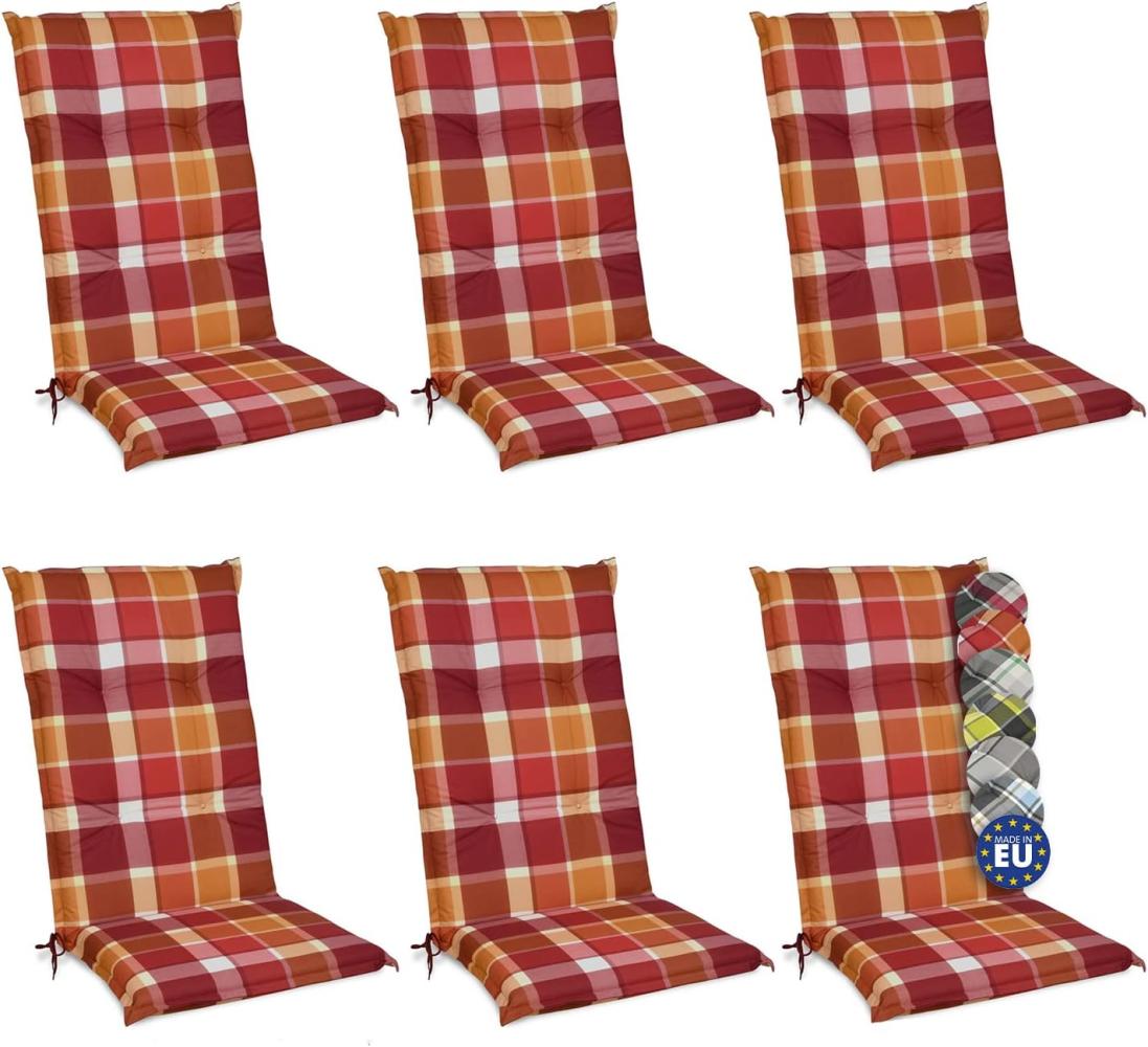 6er Set Beautissu Hochlehner Auflage Sunny 120 x 50 x 6 cm Rot Bild 1