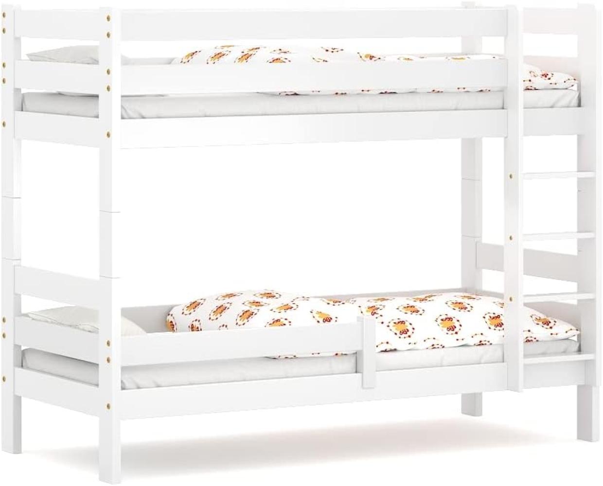 WNM Group 2in1 Etagenbett oder 2 Einzelbetten - Hochbett für Kinder Sophie - Stockbett mit Rausfallschutz und Lattenrost - Absturzsicherung Doppelstockbett - Jugendbett 90x200 cm - Weiß Bild 1