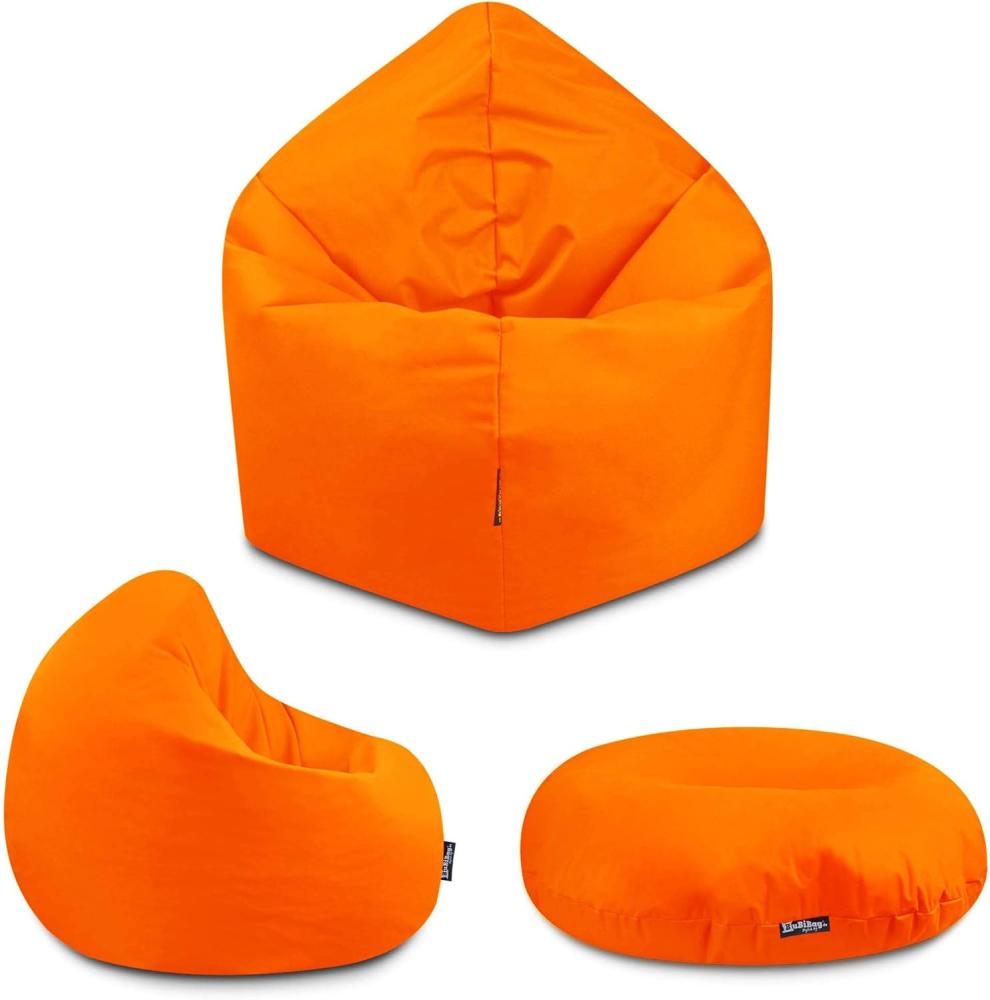 BuBiBag - 2in1 Sitzsack Bodenkissen - Outdoor Sitzsäcke Indoor Beanbag, Orange, Ø 100,0 cm Bild 1