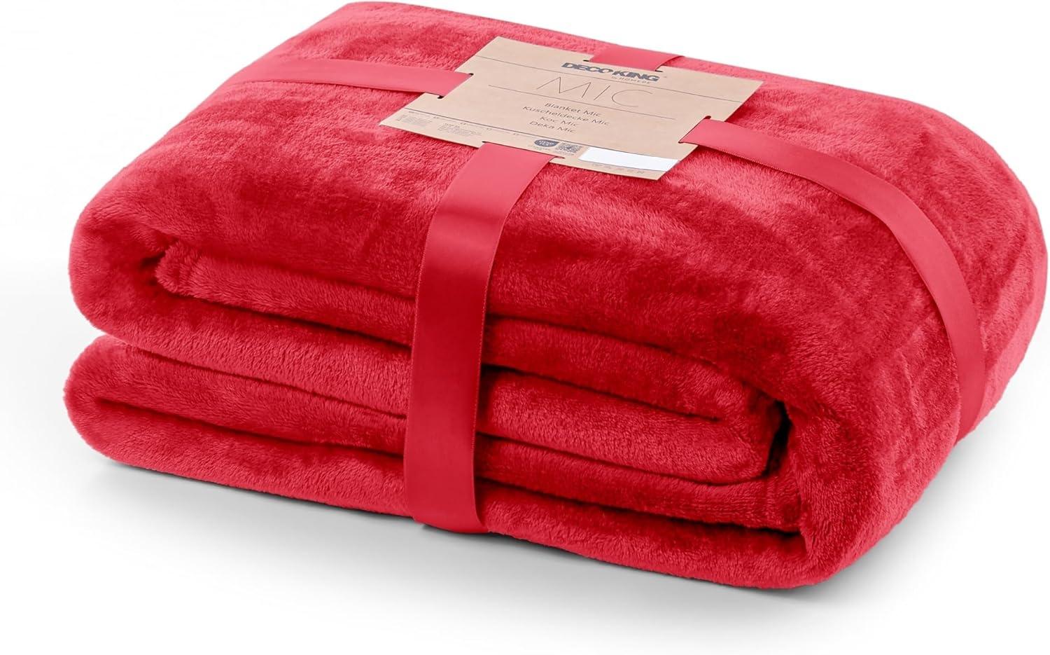 DecoKing Kuscheldecke 150x200 cm rot Decke Microfaser Tagesdecke Fleece weich sanft kuschelig red Mic Bild 1