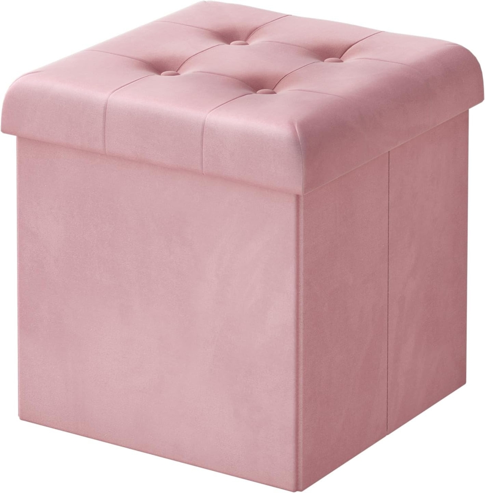 WOLTU Sitzhocker mit Stauraum Sitzwürfel Sitzbank faltbar Truhen Aufbewahrungsbox, Deckel abnehmbar, Gepolsterte Sitzfläche aus Samt, 37,5 x 37,5 x 38CM(LxBxH), Rosa, SH69rs Bild 1