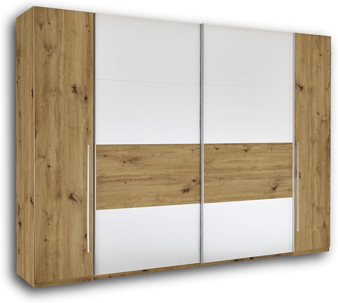 SAN MARINO Eleganter Kleiderschrank mit viel Stauraum - Vielseitiger Schwebetürenschrank in Artisan Eiche Optik, Weiß - 315 x 226 x 60 cm (B/H/T) Bild 1