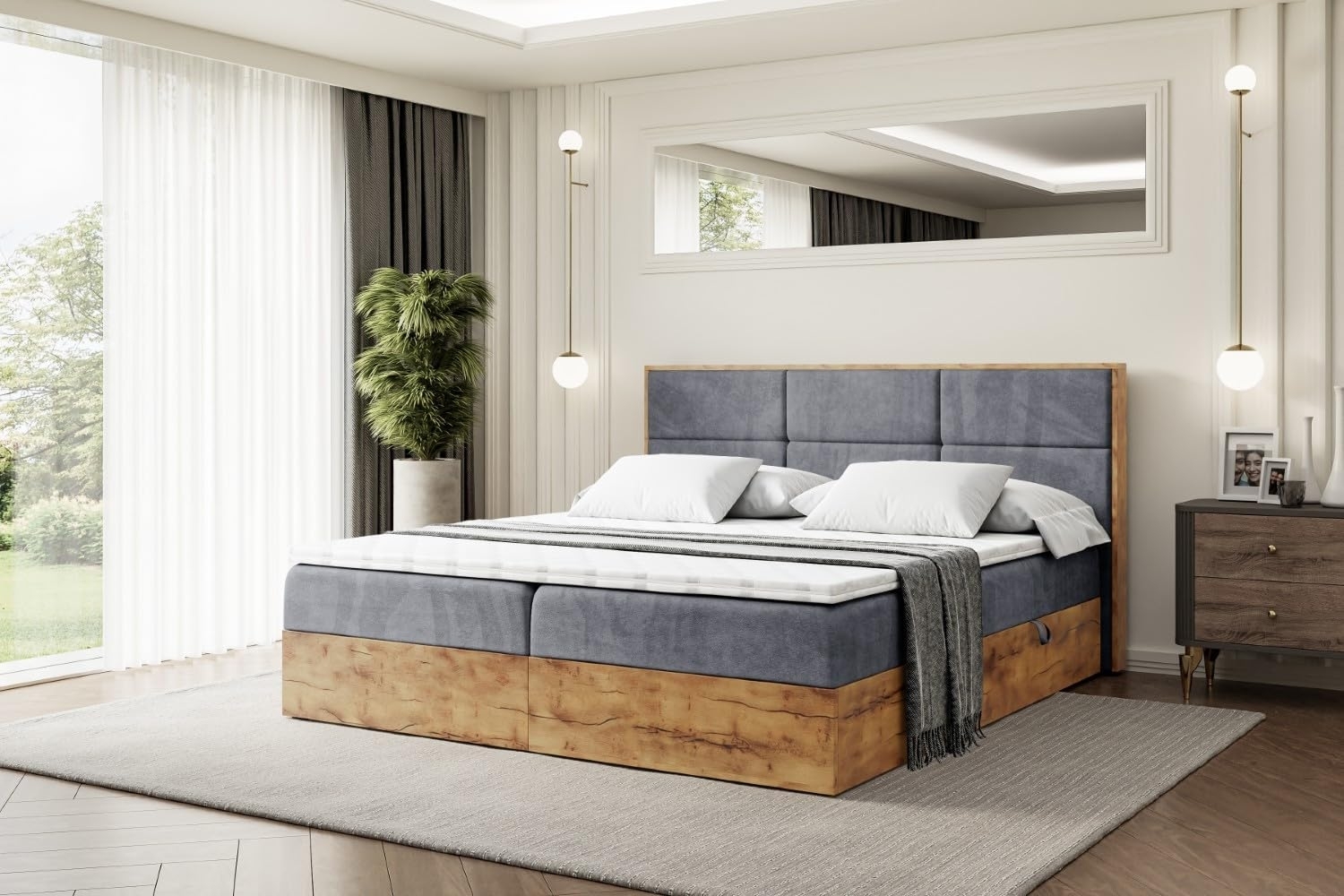 ALTDECOR Boxbett LOLLI1 (Multipocket-Matratze H4, H3 Matratze Bonellfederung, Topper, Kopfteil) Bild 1