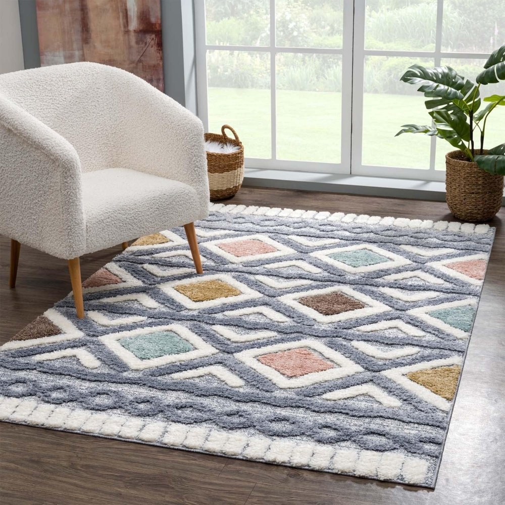 Carpet City Hochflor-Teppich Focus 3382, Boho-Style, rechteckig, Höhe: 20 mm, besonders weich, Hoch Tief Struktur, Wohnzimmer, auch als Läufer Bild 1