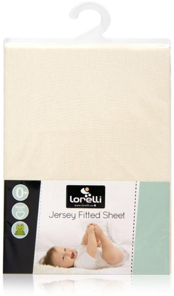 Lorelli Babybett Spannbetttuch Jersey 120x60 cm Bettlaken Babybetten, waschbar beige Bild 1