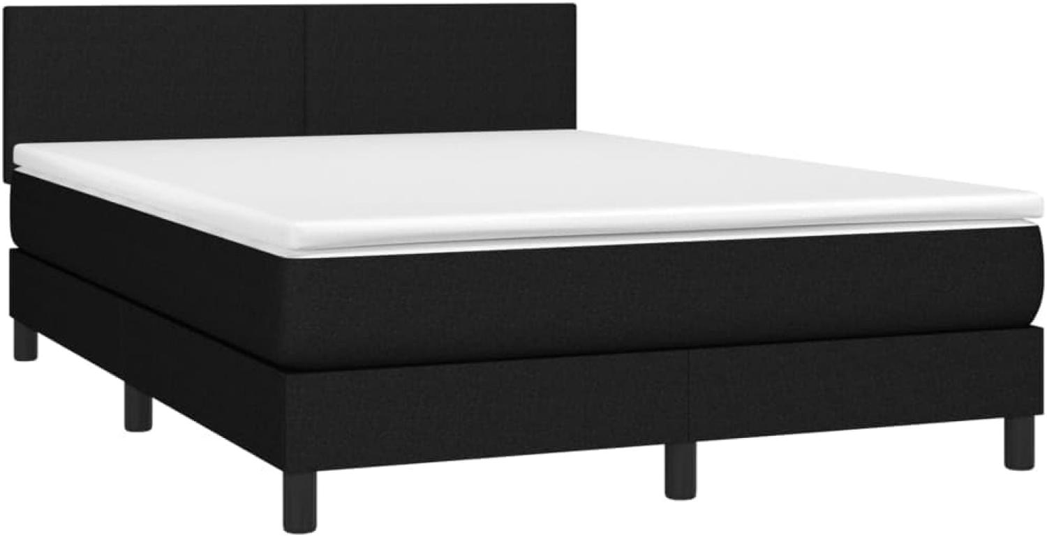 vidaXL Boxspringbett mit Matratze & LED Schwarz 140x200 cm Stoff 3132999 Bild 1