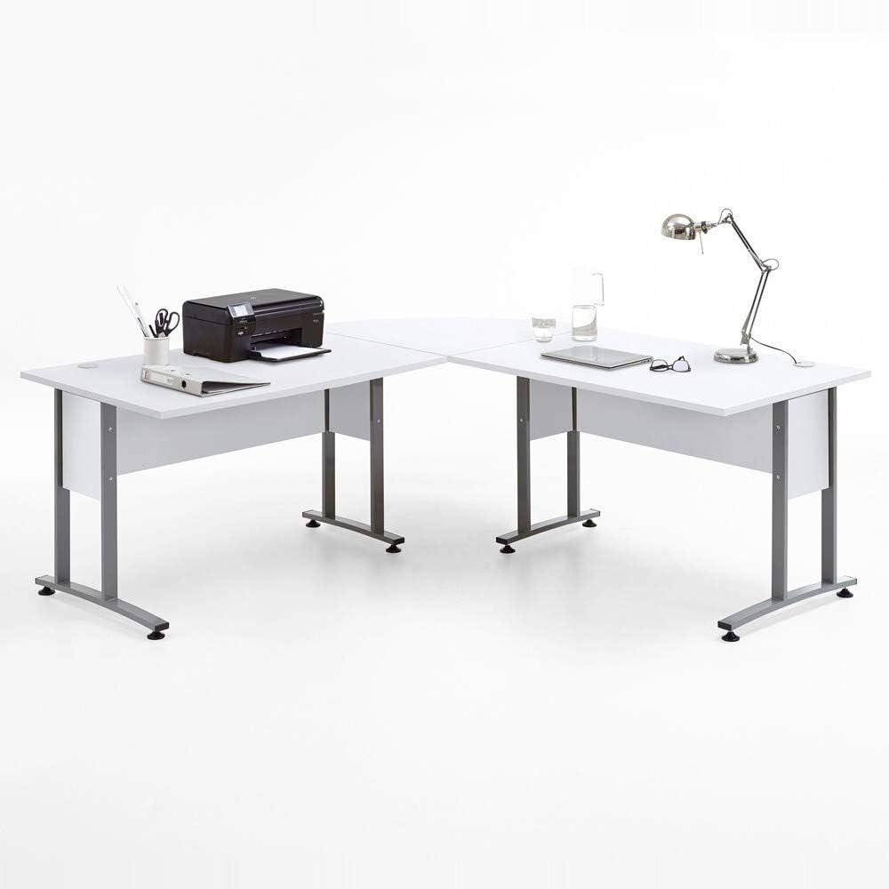 Büro-Winkelschreibtisch 120 x 120cm COLUMBUS-10 in Brilliantweiß matt - B x H x T ca. : 200 x 75 x 200 cm Bild 1